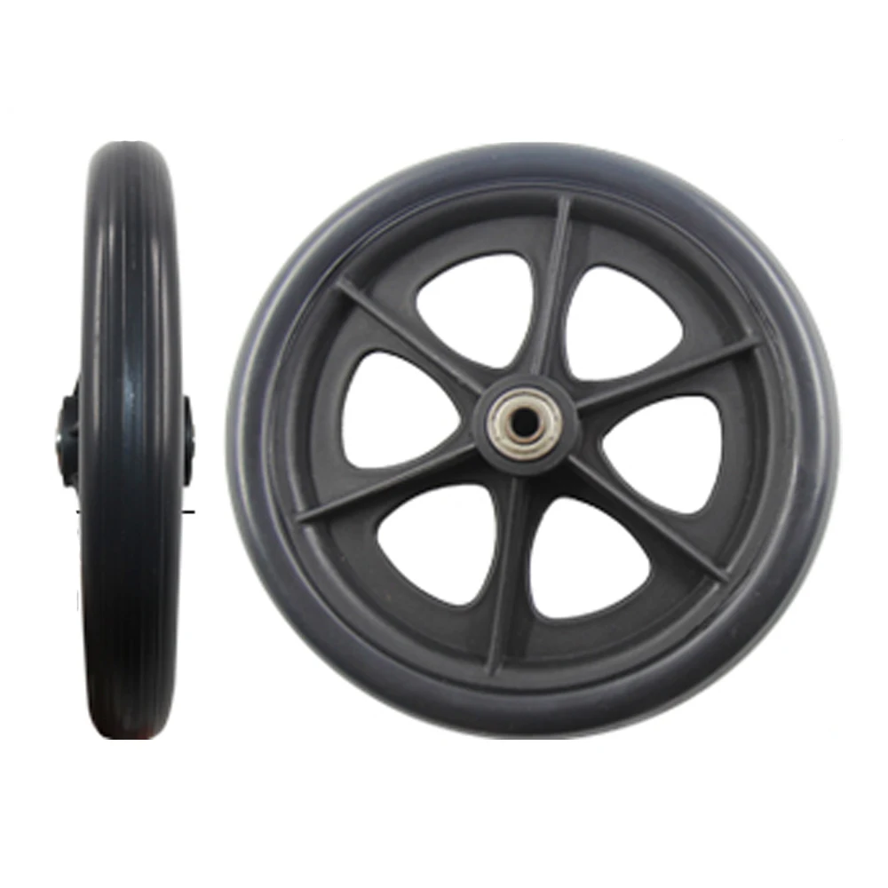 2Pcs-Black-8inch-front-wheels-for-manual-wheelchair-caster-wheels-color-black