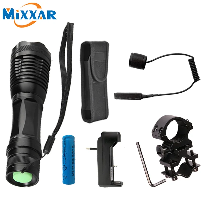 

C LED Flashlight torch waterproof flashlights T6 L2 9500LM 5 mode led Zoomable Hunting light For 3x AAA or 3.7v 18650 Battery