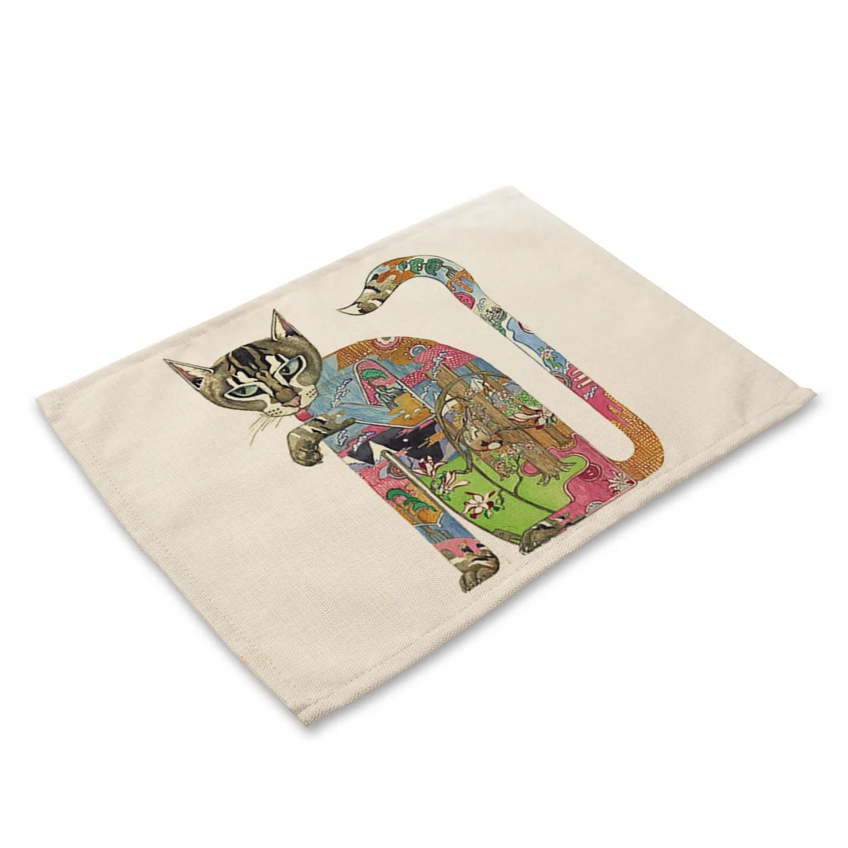 Цвет с изображением животного собаки в западном стиле прямоугольник хлопок, лен, настольные коврики для обеденного стола кошка кухонные украшения Аксессуары