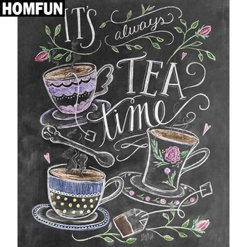 

HOMFUN Paint With Diamond Embroidery "TEA Time" Diamond Painting Full Square Round Picture Of Rhinestone Decor A06294