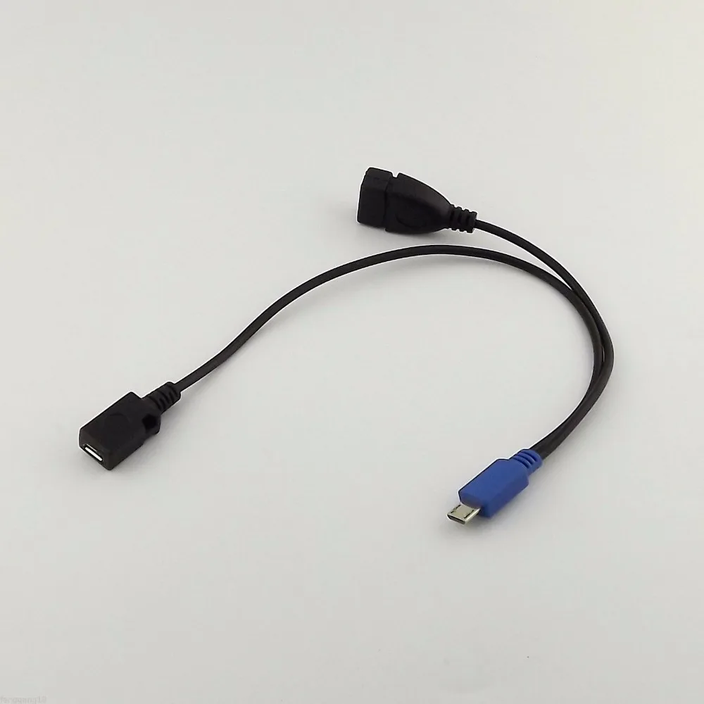 

1pcs Micro USB Host OTG Y Hub Cable HDD Extra Power Charge Supply 20cm 30cm