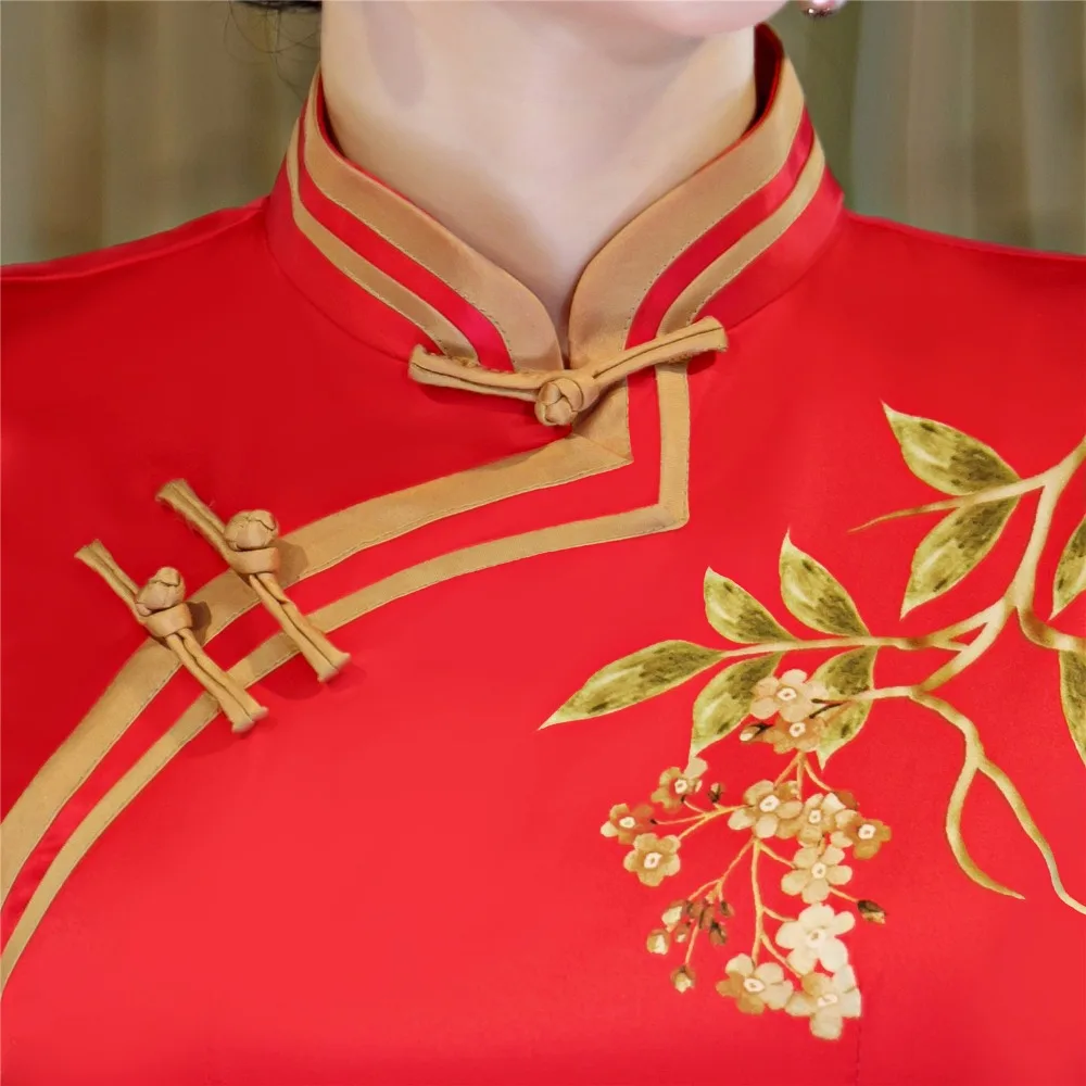 Shanghai Story 2019 платье Ципао из искусственного шелка с цветочным принтом в китайском