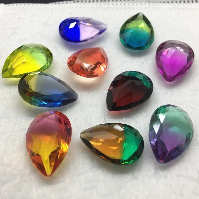 

TopStone Tourmaline 10x14mm 13x18mm Teardrop Resin Crystal Fancy Stone Pointback Droplet Jewelry Beads Mix Colors