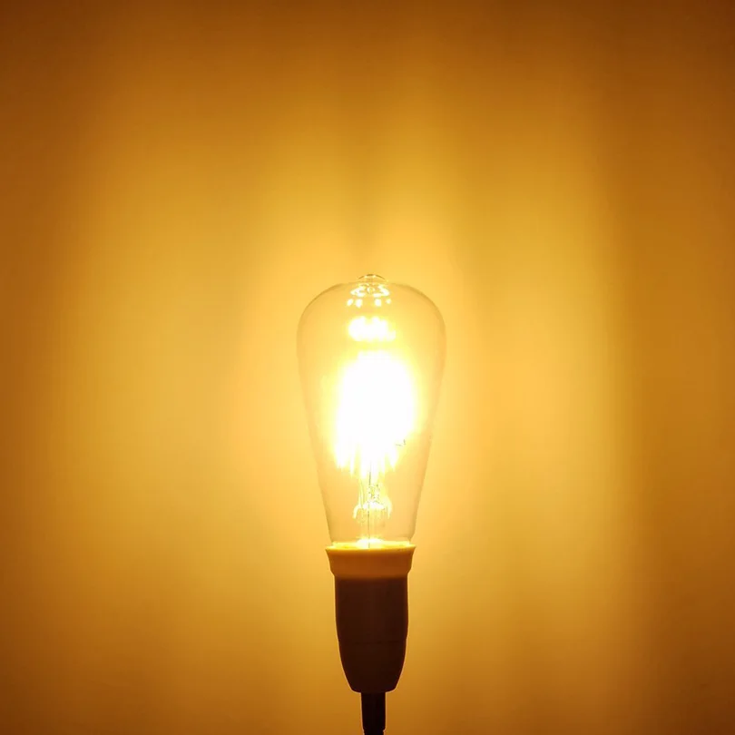 E27 светодиодный 220 V 4 Вт 6 Вт 8 Вт Светодиодный светильник ST64 Edison старинная лампочка COB домашнего освещения спальня люстра лампа ампула ретро украшения