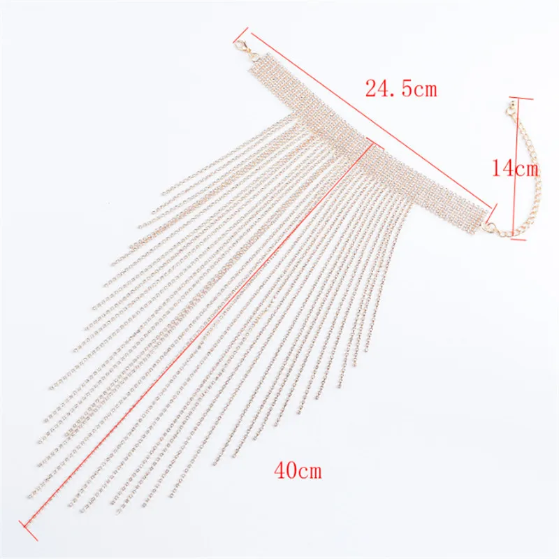 Ожерелье-чокер с многослойной кисточкой, стразы, женское модное серебряное роскошное длинное массивное ожерелье, ювелирные изделия для воротника