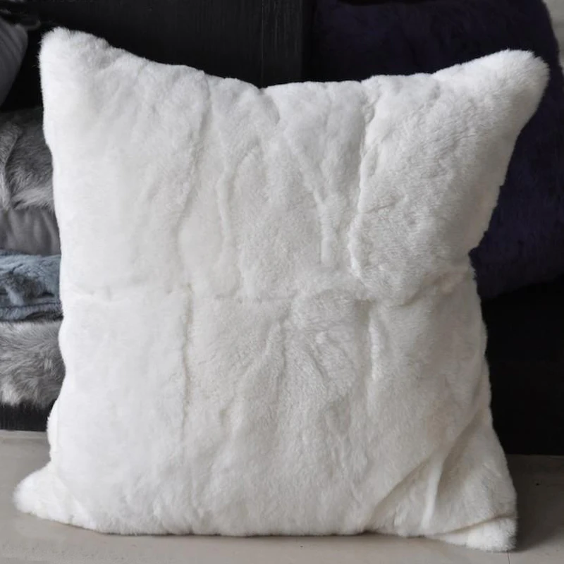 

2016 New Real Rex Rabbit Fur Pillow Cover Decorative Cushion Covers For Sofa Pillowcase Capa De Almofada Wholesale for Winter