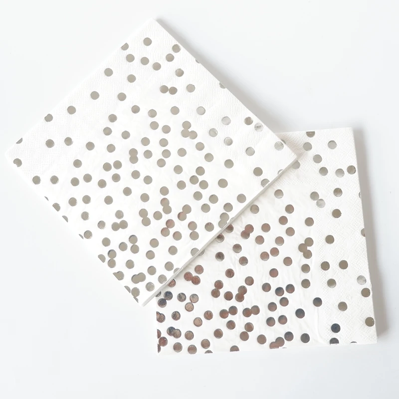 

20 pcs/lot Beverage Silver Foil Star Paper Napkin Yay Festive & Party Supply Tissue Napkin Serviettes Decoupage 33cm*33cm