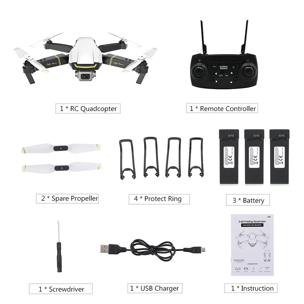 Универсальный Дрон GW89 Радиоуправляемый Дрон с камерой 1080 P, Wi-Fi, FPV, фото, видео, высота, складной Радиоуправляемый квадрокоптер VS E58 - Цвет: White 3Batteries