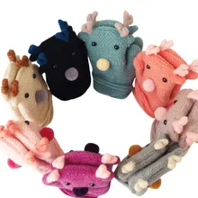 Новинка; Милые Детские Рождественские перчатки с мультяшными персонажами для детей 2-8 лет; зимние Утепленные перчатки с подвеской на шее; Прямая поставка