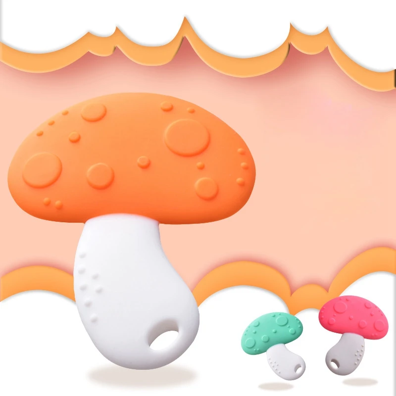 

Infant Baby Silicone Rubber Teether Child Tooth Molar Vegetables Radish Mushroom Gums Cute Cartoon Mushroom Shape Teether