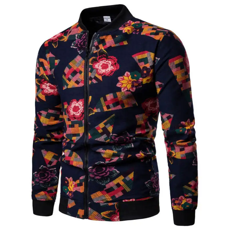 2018 جديد أزياء الرجال سترة زهرة طباعة منفذها سترة الخريف Jaqueta masculino عارضة الذكور الملابس حجم 5XL 6XL