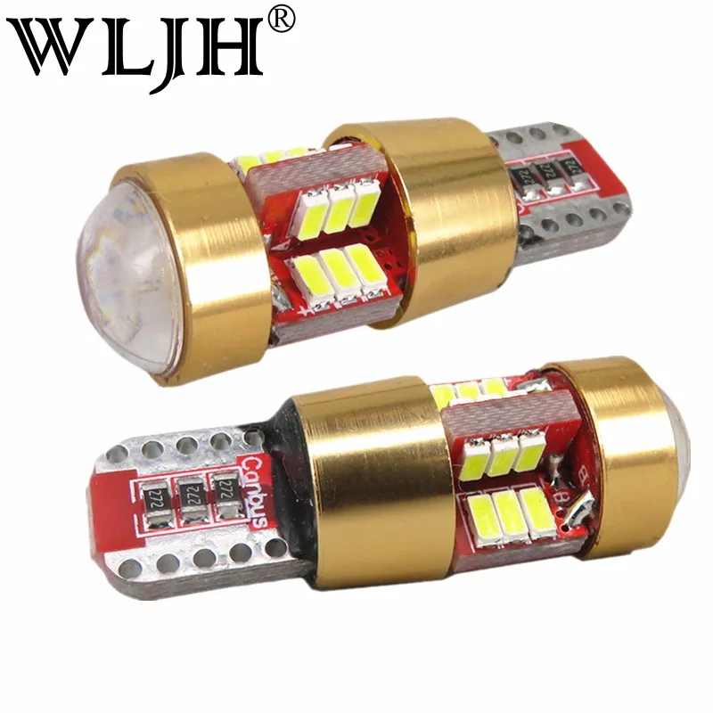 

WLJH 2x Canbus Error Free Heatsink Car LED Light W5W T10 LED 3014 SMD Lens Eyelid Lamp Bulb Auto Bulb for BMW Audi Benz W204