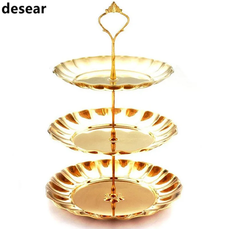 1 Pcs Stainless Steel Cake Stand 2 & 3 Tier Candy Fruits Cakes Desserts
