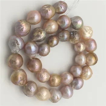 

New natural freshwater pearl nuclear multicolor baroque loose irregular 10-13MM 15"