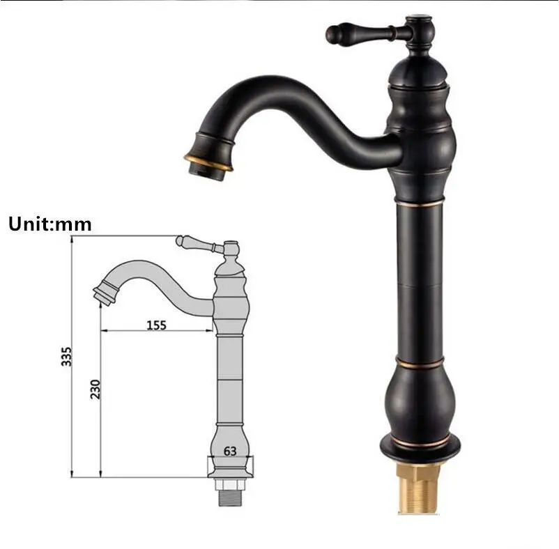 Antique bronze basin faucet plus high basin single lever hot and cold copper full of European retro faucet free shipping