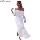 Save 2.14 on M.H.Artemis Sexy off shoulder lace embroidery summer dress 2016 white beach party dress flare sleeve vintage vestido