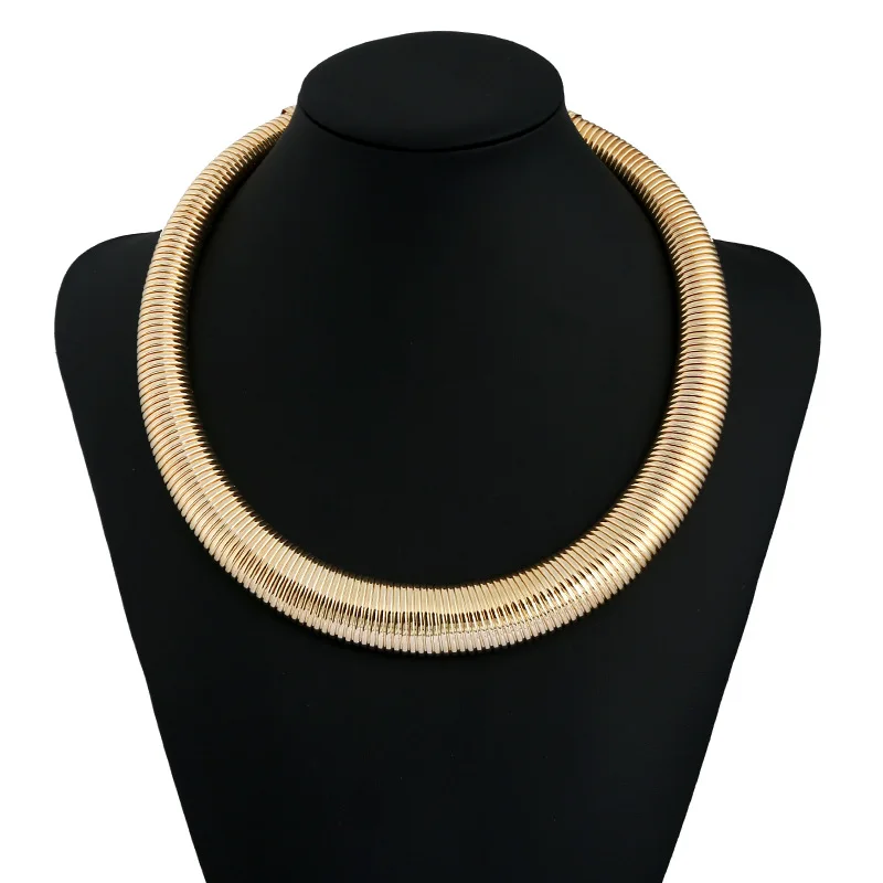 Exaggerated punk alternative metal spring circle short section collar necklace elegant temperament For Women Statement Jewelry | Украшения