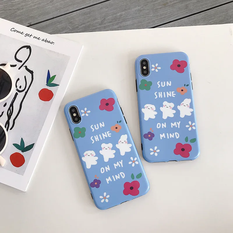 

BONVAN For iPhone X XR XS Max Case soft Cute animal flower Protection Back Funda For iPhone 6 6s 7 8 Plus Phone Cover Coque