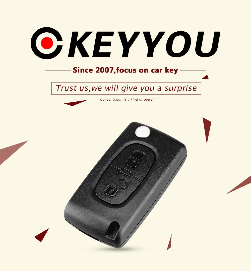 KEYYOU 2 кнопки флип складной ключ чехол пустой оболочки для peugeot 107 207 307 307S 308 3008 407 607 2BT