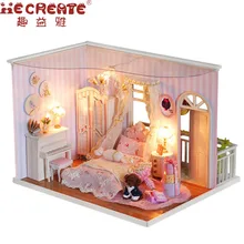 Кукольный дом мебель собрать наборы игрушки Diy Миниатюрный 3D деревянный ручной работы миниатюрный кукольный домик игрушки для детей мои розовые воспоминания