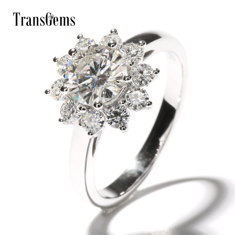 Женское Обручальное кольцо с муассанитом в форме цветка|halo engagement rings|halo ringhalo wedding