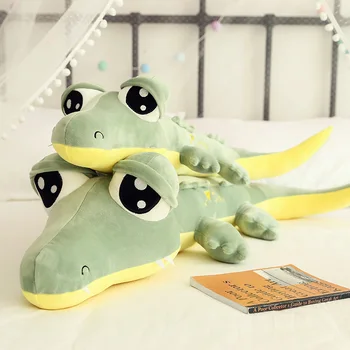 

Candice guo! cute plush toy cartoon big eyes crocodile soft stuffed doll holding pillow sofa cushion birthday Christmas gift 1pc
