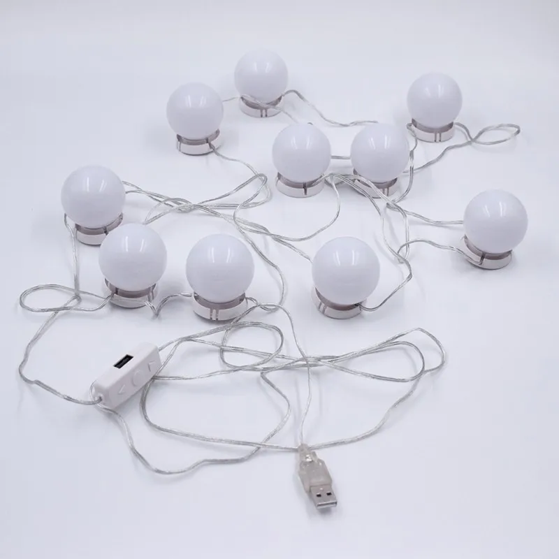 

10 lights Makeup Mirror Bulb Lamp Hollywood Style Led Light String Mirror Headlight Third Generation Hidden Wiring