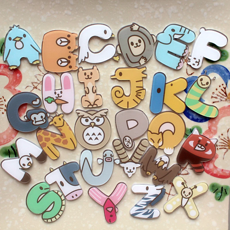 FFFPIN Acrylic Cartoon Badge Animal 26 Letter Teach Brooch Home Ornament Breastpin Spain Pin Coin Icon Women Jewelry Decoration | Дом и сад