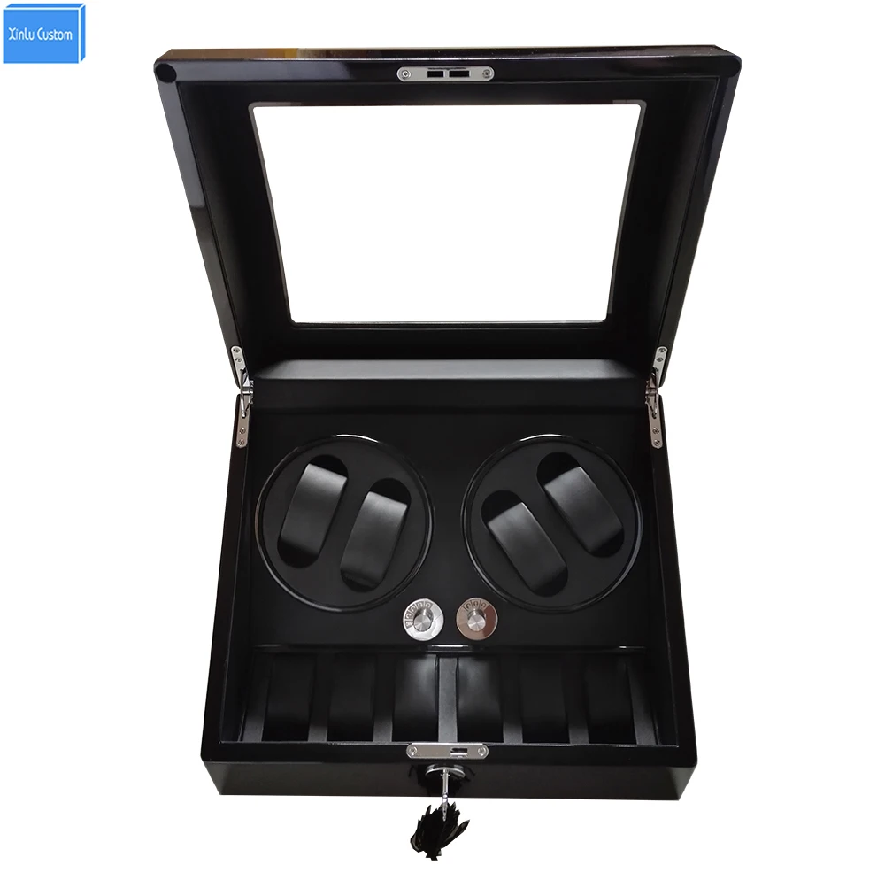 2017 gift watch accessories box watch winder black woodes case for 4
