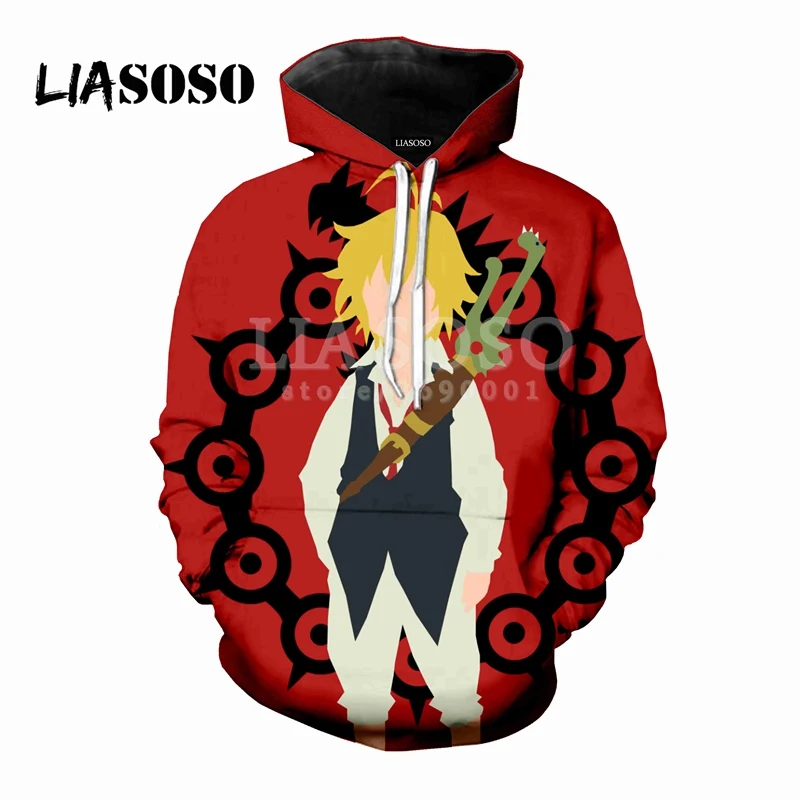 LIASOSO,, Seven Deadly Sins nanatsu no taizai, 3D принт, для женщин и мужчин, толстовки с капюшоном, свитера, пуловеры, Харадзюку, хип-хоп, X0546 - Цвет: 11