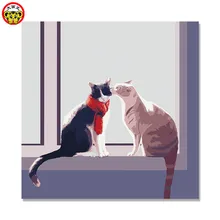 Картина по номерам художественная краска по номерам две кошки сова кошка животные ручная краска ed на холсте цифровая Diy масляная Настенная Декор на холсте oi