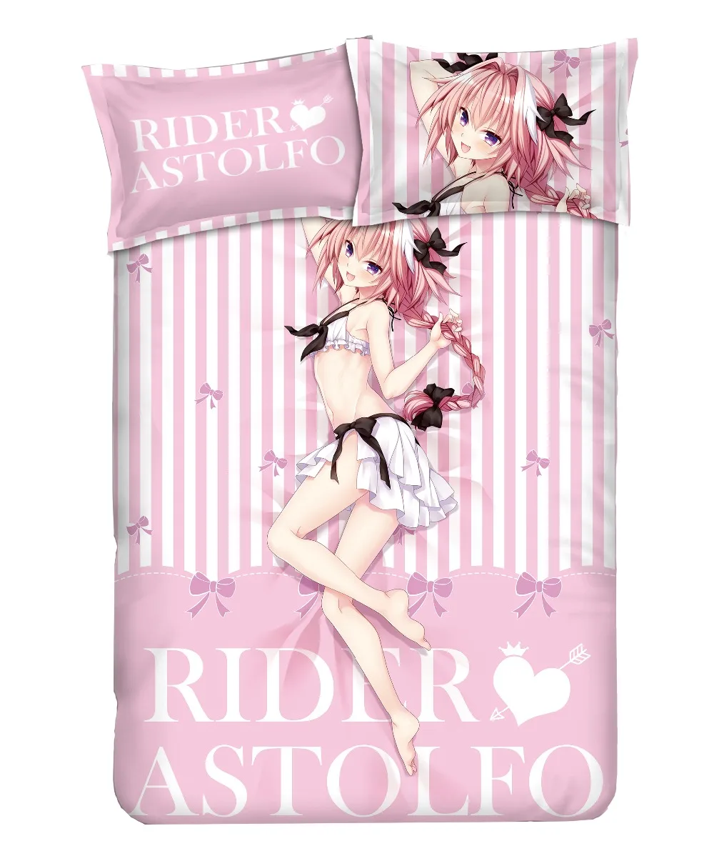  Fate Stay Night Fate Grand Order astolfo Pink Bedding Set With Pillow Cases Bed Sheet Duvet Cover S