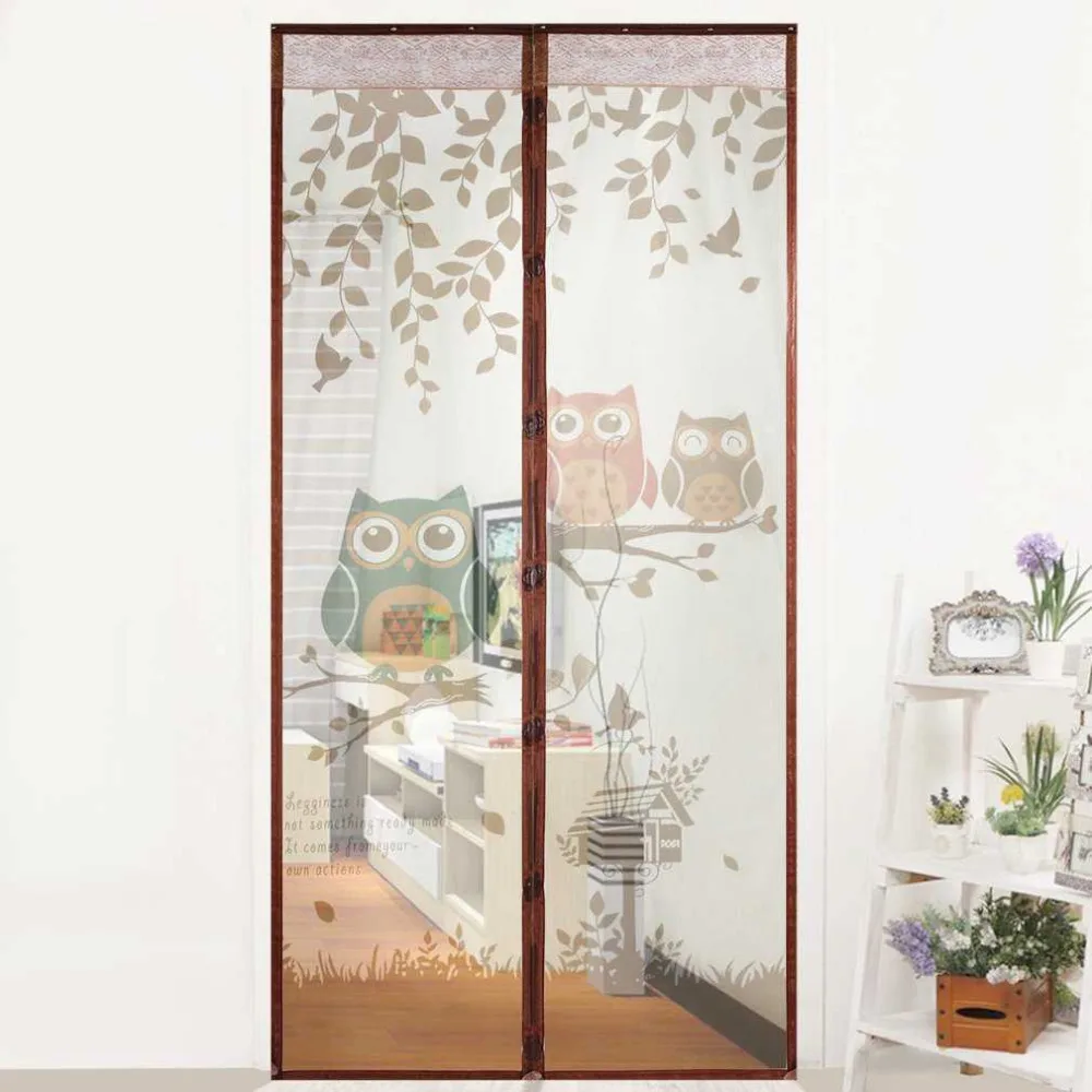 

OUTAD Cute Cartoon Owl Pattern Magnet Mosquito Net Magnetic Anti Mosquito Curtains Door Curtains Prevent Mosquito Screen