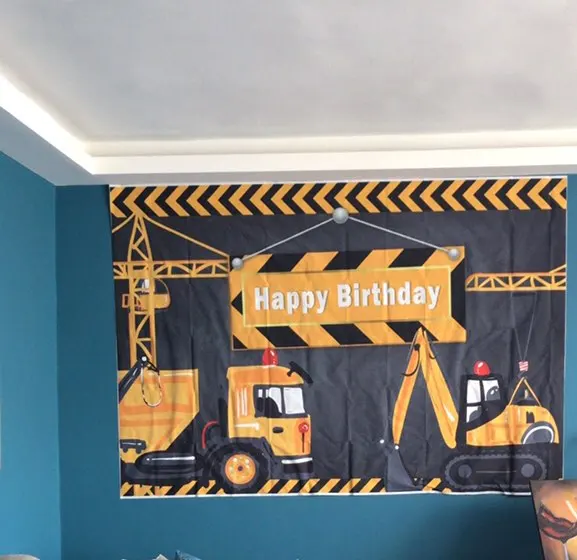 7x5ft construção tema festa de aniversário pano de fundo tijolos