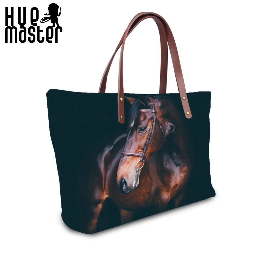 Cartoon Horses PU Leather Handbag Tote Bag Shoulder Bag Shopping Bag For Lady