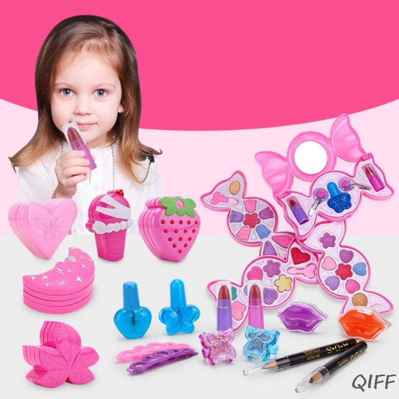 Милые конфеты коробка Детская косметика макияж набор принцесса девушка тени, блеск для губ кисти комплект ролевые игры игрушки Детский подарок