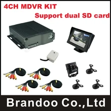4CH MDVR,support dual sd card,for taxi,bus,turck,private car,driving school car,include 1pcs 4.3inch monitor