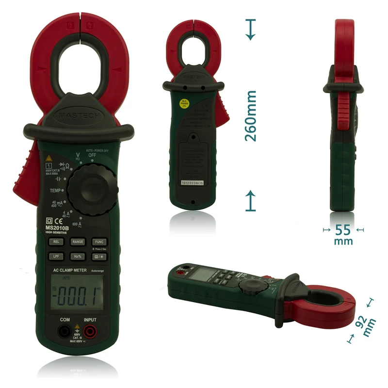 

MASTECH MS2010B AC/DC Mini Handheld Digital Clamp Meter Voltage Current Resistance Tester Multimetro with Test Leads Multimeter