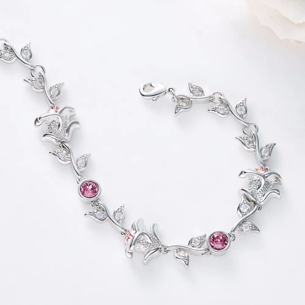 Cdyle Crystals from Swarovski Bracelets Women Bracelet For Women Bangle Austrian Rhinestone Fashion Jewelry Elegant Rose New