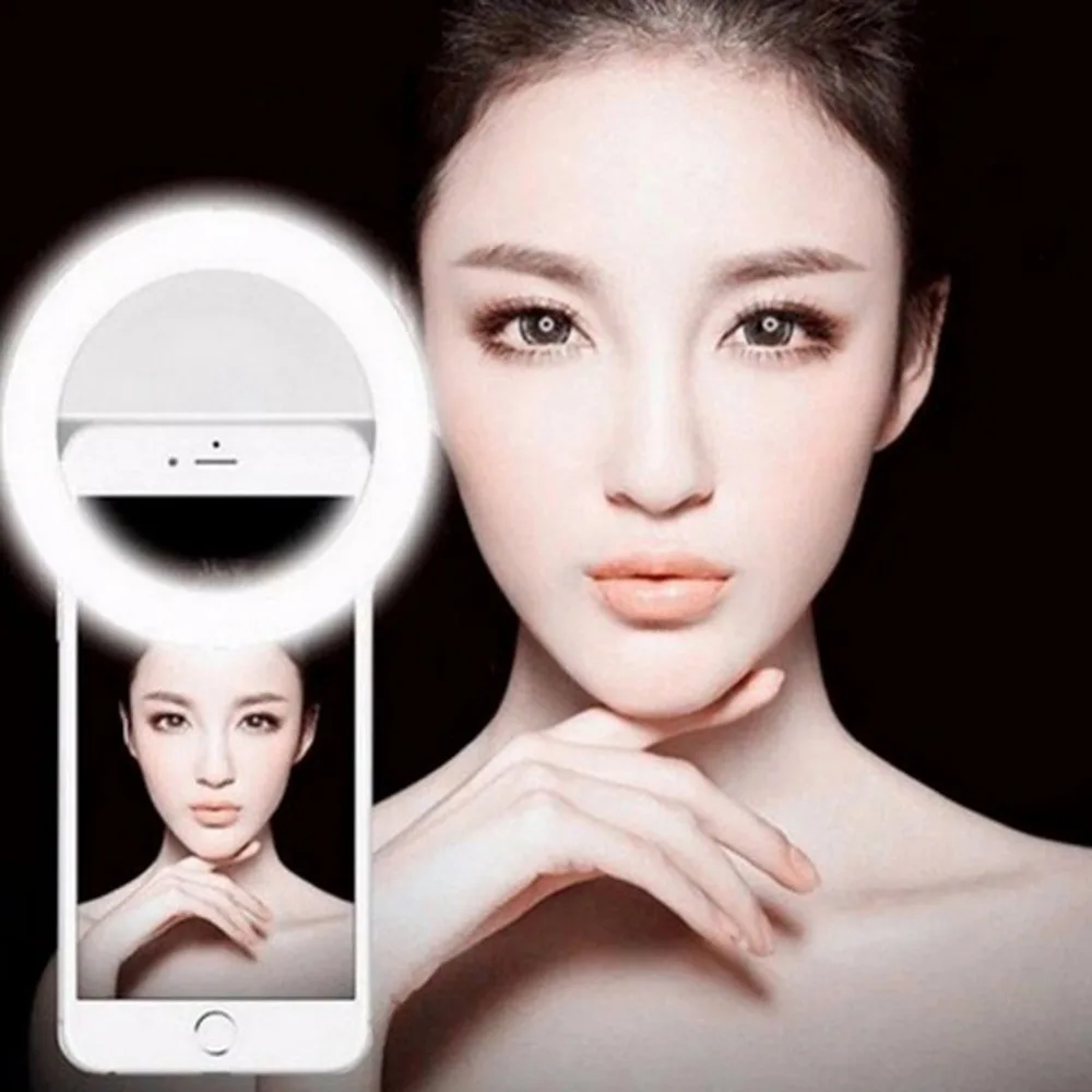 

Rechargeable Selfie LED Flash Light Up Universal Mobile Phone Ring Selfie Luminous Ring Clip For For iPhone 8 8x 7 6 6S Plus