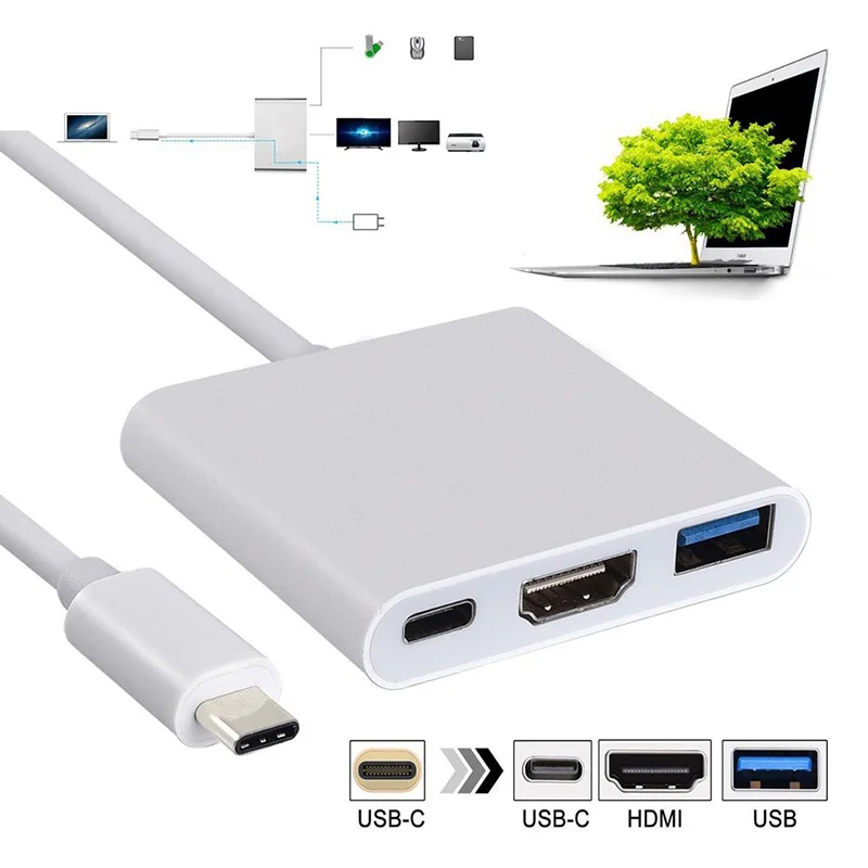 

New Type C To 4K HDMI USB 3.0 Charging Adapter Converter USB-C 3.1 Hub Adapter for Mac Air Pro Huawei Mate10 Samsung S8 Plus