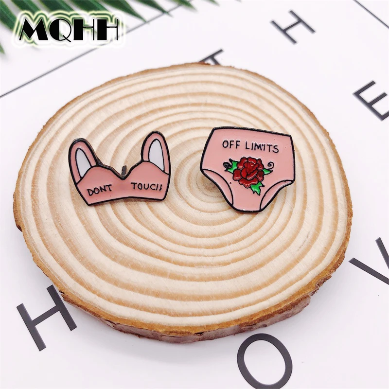 

Creative Clothes Underwear Bikini Don't Touch Off Limits Enamel Alloy Brooch Badge T-shirt Bag Pin Accessories Jewelry Gift