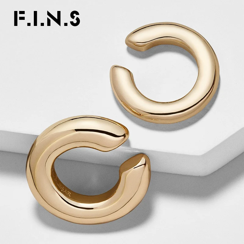 F.I.N.S 2 шт./компл. металлические серьги золотого цвета круглые клипсы без