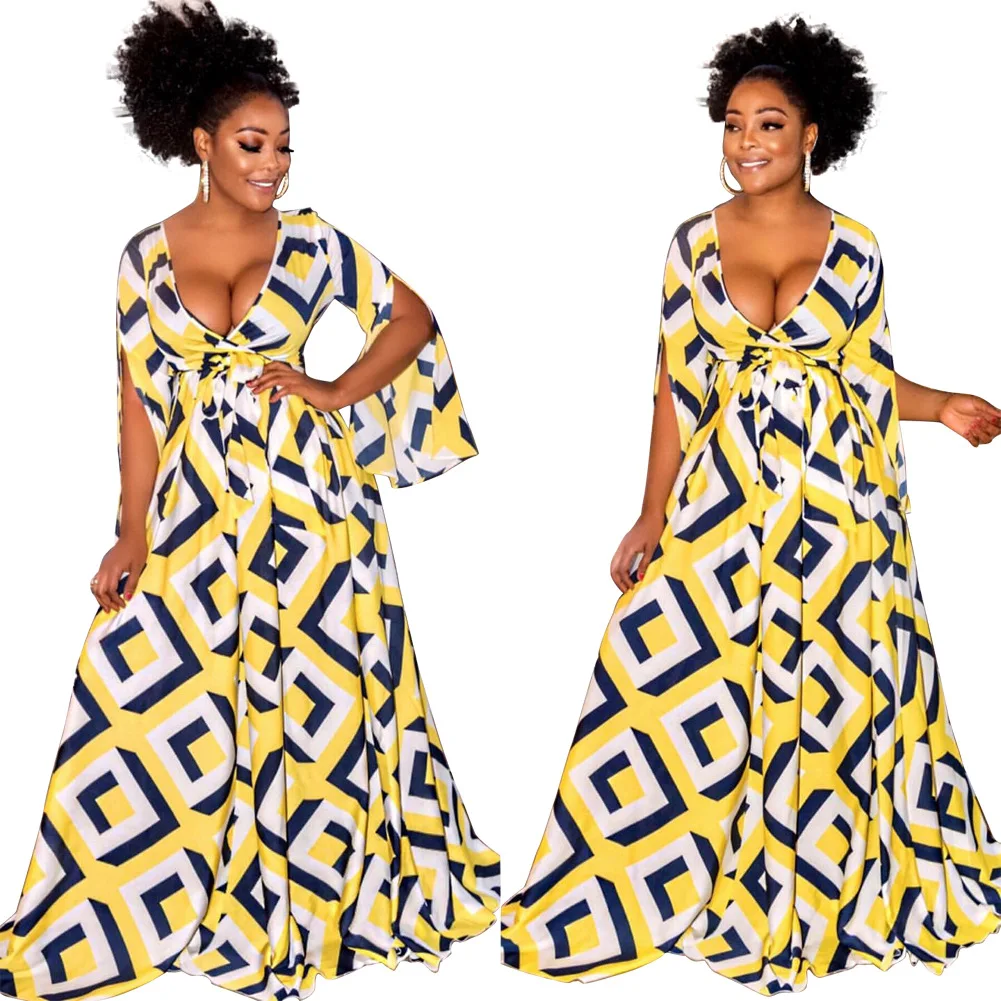 

Plus Size Prom Spring Women Party Long Dress Long Sleeve Coloful Big size dress High Waist Woman Formal Dresses 2019