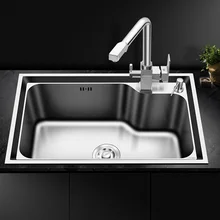 Раковины утолщение 304 кухонная раковина из нержавеющей стали для мытья посуды бассейн с одной чашей большая раковина с одним слотом