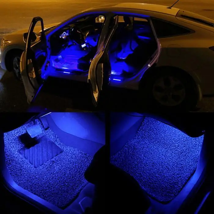 LED Interior Car Lamp Kit Remote Under Dash 5050 Foot Seat Inside Lighting RF Controller Decor 1 x CR2025