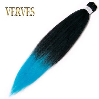 VERVES Омбре плетение волос 100 г/шт. 26 дюймов 1 шт. синтетическое двухцветное волокно для вязания крючком огромные косы для наращивания волос розовый серый - Цвет: T1B/синий