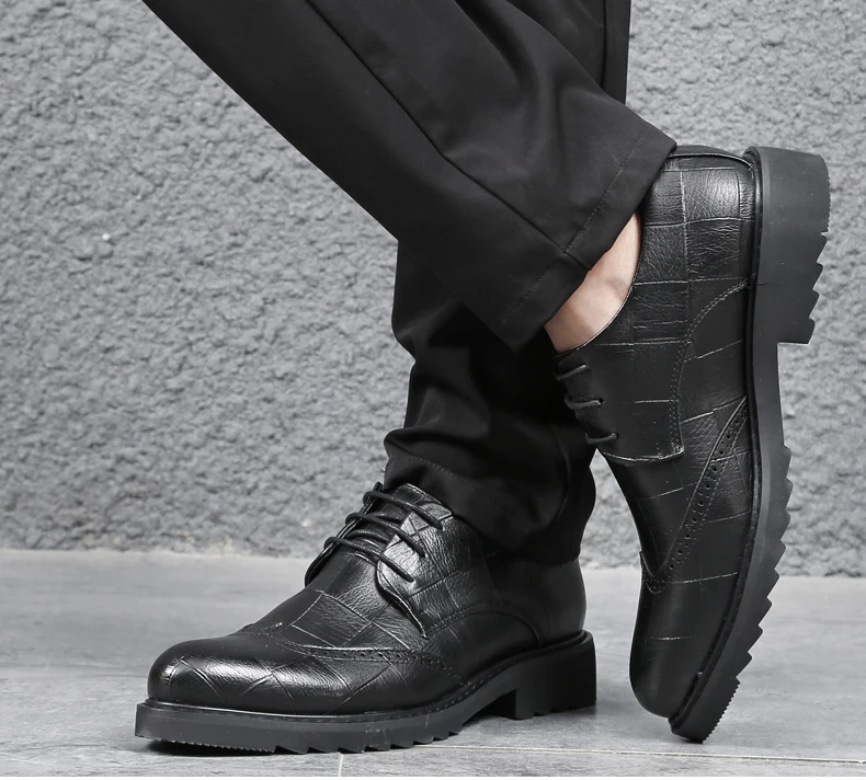 Men's Leather Casual Shoes' Formal Office Men Shoes Luxury Brand Leather Oxford Dress Shoe Lace-Up Oxford Shoes For Men Casual (3)