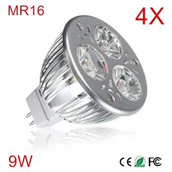 買取 4ピースハイパワーmr16 Ledライト9ワットledランプランパーダled電球dc12vハイパワーledスポットライトメヒルギライト
