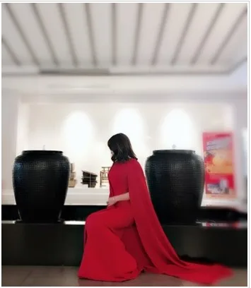 XVA роскошное свадебное банкетное официальное вечернее Макси длинное платье женское Красное вино большой плащ шали кружевное платье длиной до пола